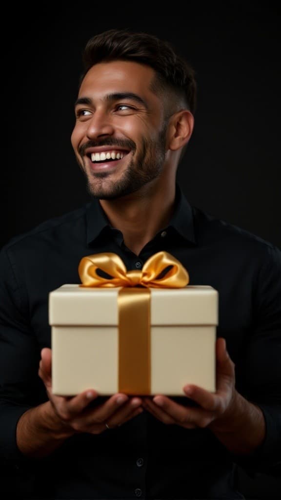 Mann freut sich über ein Luxus-Geschenk