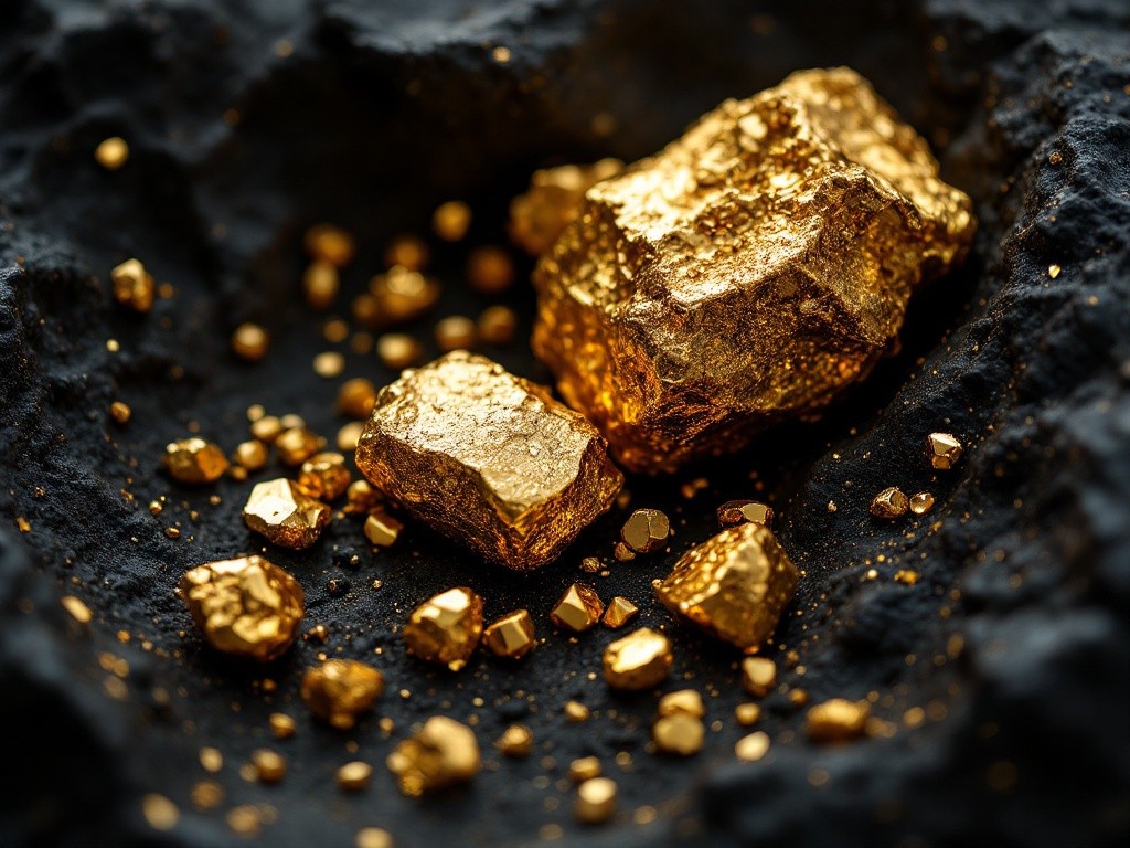 Rohes Goldmaterial mit natürlichem Glanz und Tiefenwirkung